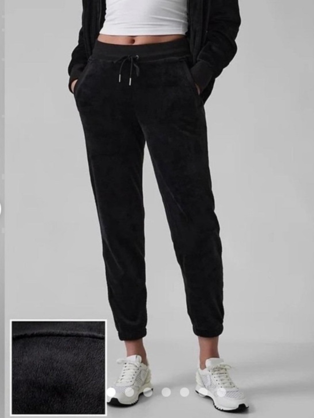 Like New Black Athleta Double Cozy Karma Recover Jogger Pants, Size Medium